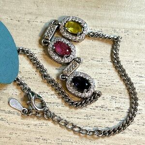 Silver Rainbow Tourmaline Bracelet NWOT